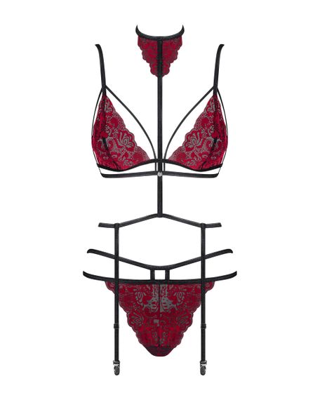 Комплект Obsessive Sugestina set Бордово-чорний L/XL | Зображення 4
