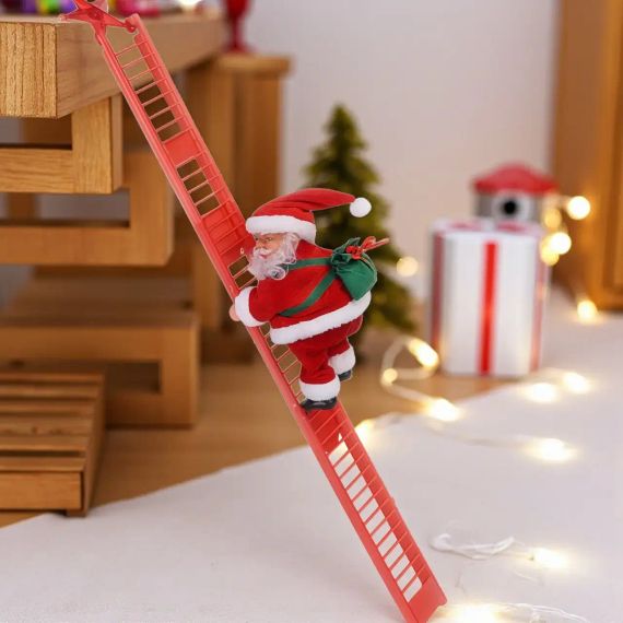 Іграшка Дід Мороз, на сходах CX-5 музична новорічна іграшк | Зображення 2