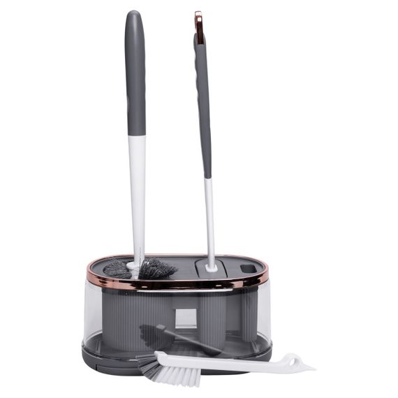 Набір для туалету настінний 3 в 1: 2 йоржика + щітка, йорж для унітазу силіконовий з щіткою йоржик для унітазу HP-35015-47DG | Зображення 3