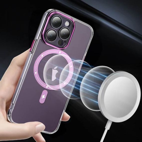 Чехол TPU+PC Colorful with MagSafe для Apple iPhone 14 Pro (6.1") Pink | Зображення 3
