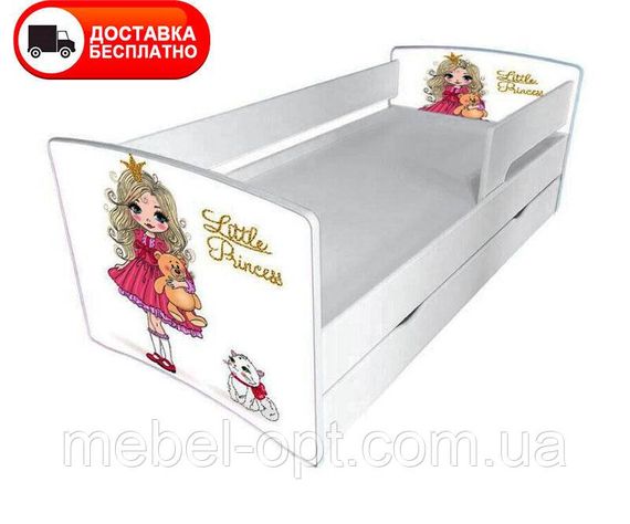 Детская кровать Kinder Cool 18 Little Princess с выдвижным ящиком и защитным бортиком,1700х800 мм