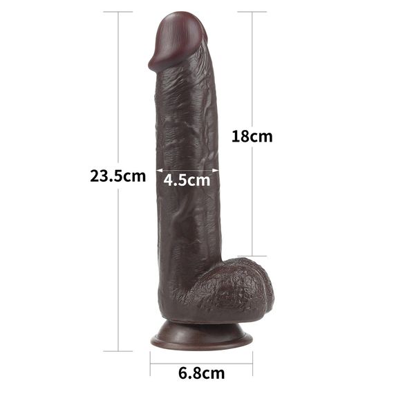 Фаллоимитатор - Sliding-Skin Dual Layer Dong 9" Black sexstyle | Зображення 1