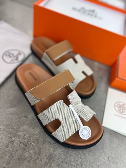 Сланці Hermes Chypre beige/textile чоловічі з текстилем ob417 | Зображення 3
