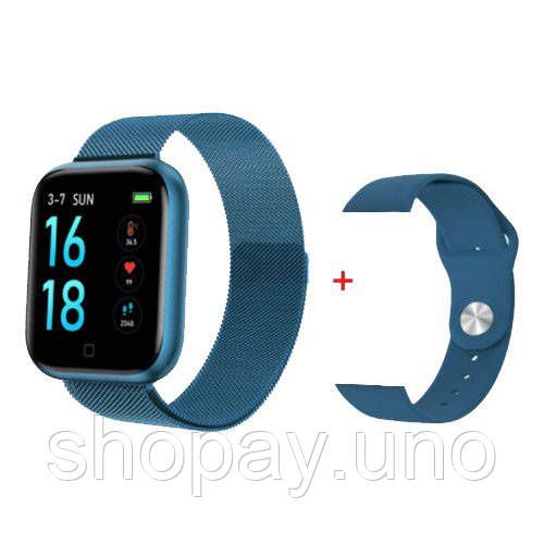 Smart Watch T80S, два браслети, температура тіла, тиск, оксиметр. Колір: синій GW-76 | Зображення 3