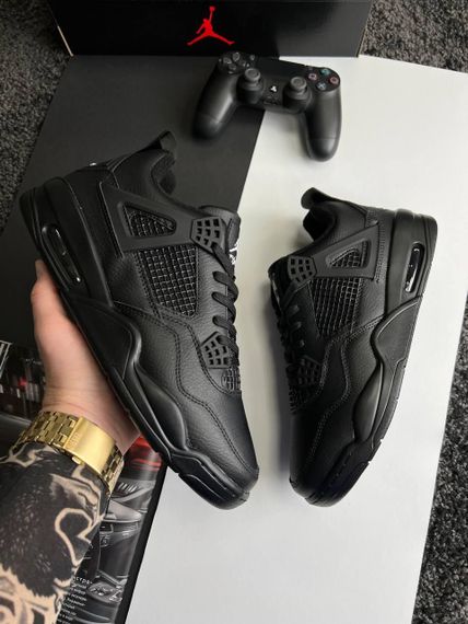 Кросівки зимові чоловічі Air Jordan 4 Retro Fleece Termo All Black Leather , В'єтнам 44 28.5 см | Зображення 8
