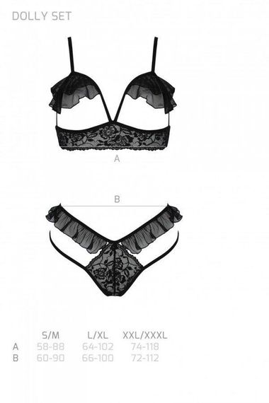 Эротический комплект Passion DOLLY SET, S/M, black, с открытыми чашками sexstyle | Зображення 4