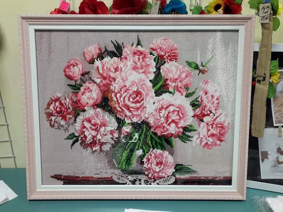 Алмазная мозаика Пионы в вазе 40х50 см ColorArt SP002 | Зображення 6