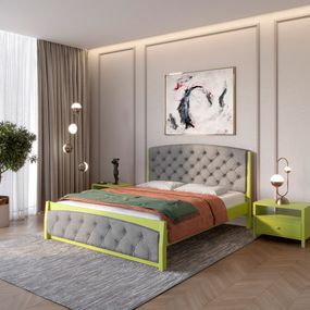 Односпальне дерев&#039;яне ліжко Mebigrand Мехіко Лайм (S3050G70Y)/Аляска 93 (Сірий) 90х200 см (MBG-12348)