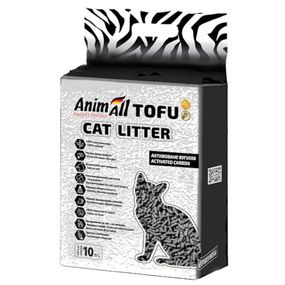 Соєвий наповнювач AnimAll Tofu Carbon для котів, з активованим вугіллям, 10 літрів (4.66 кг)