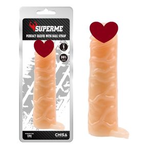 Реалістична насадка на член Chisa Superme з петлею на мошонку, бежева Sex Aura