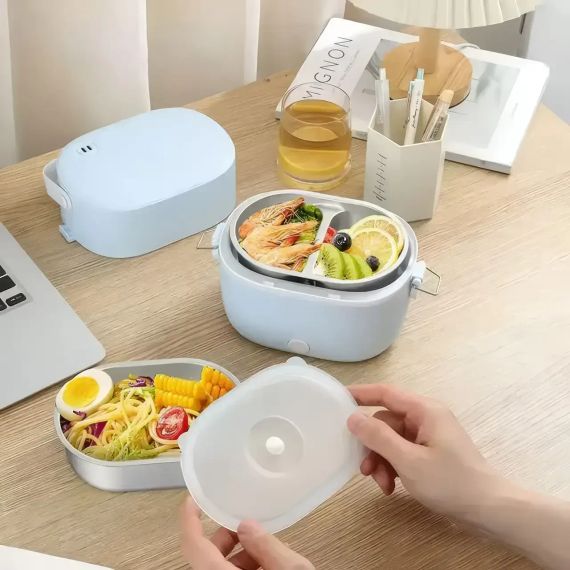 Ланч-бокс с подогревом объемом 1 л на два контейнера с крышками LY-800 | Зображення 2