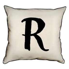 Подушка з мішковини Letter R 45x45 см (45PHB_ABC035_WH)