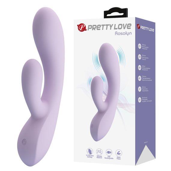 Вибратор-кролик Pretty Love Rosolyn фиолетовый, 19 х 3.6 см sexstyle