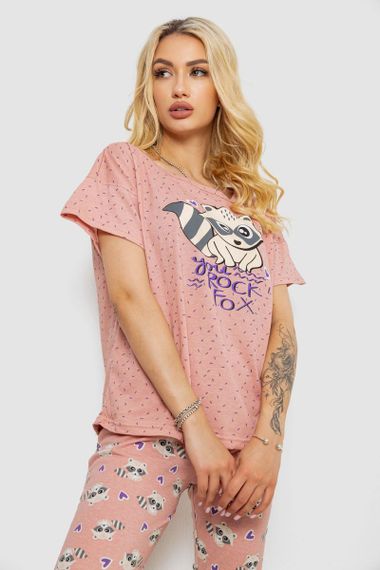 Пижама женская с принтом, цвет персиковый, 243R15420 | Зображення 1