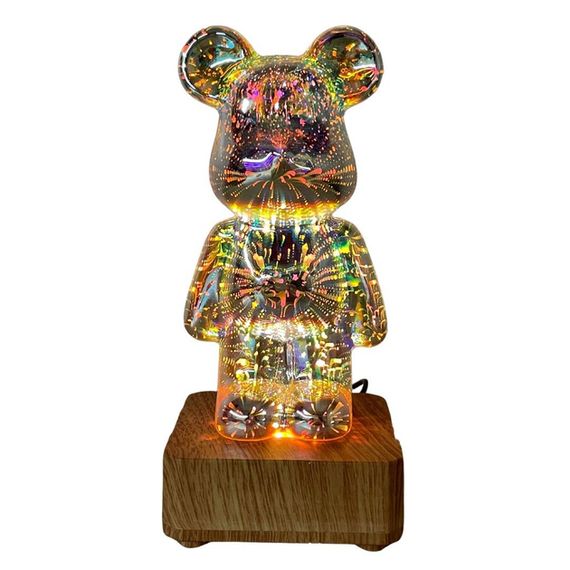 Ночник 3D Bearbrick Мишка KX197 8 кольорів RGB+Тепле світло (47075-KX197_410) | Зображення 3