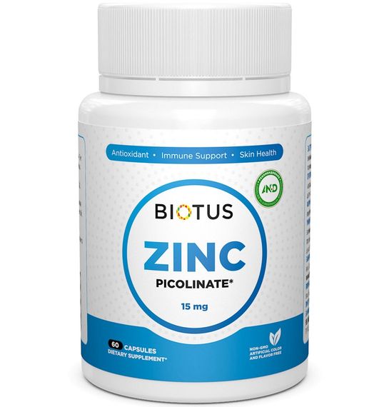 Микроэлемент Цинк Biotus Zinc Picolinate 15 mg 60 Caps BIO-530463