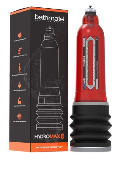 Гідропомпа Bathmate Hydromax 8 Red, для члена довжиною від 15 до 20 см, діаметр до 5,5 см Sex Aura