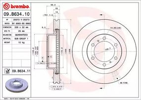 Диск гальмівний LAND CRUISER 150 3.0D-4D 2010-,4.0 V6 VVT-I 2010- передн. (вир-во BREMBO), BREMBO (09B63411)