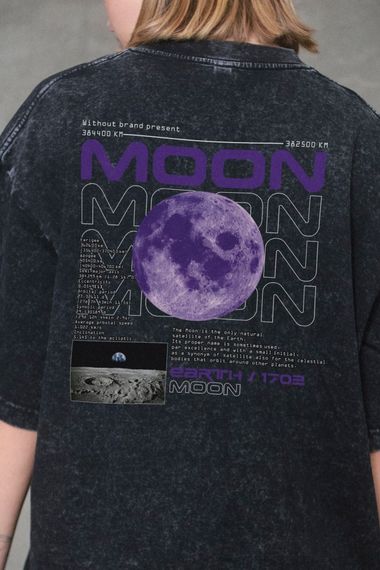 Виварена Оверсайз Футболка Without Washed З Принтом Moon Black | Зображення 4