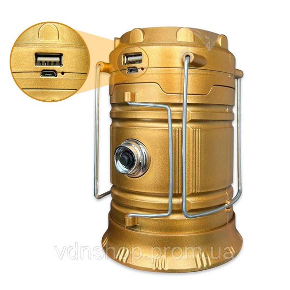 Фонарь кемпинговый светодиодный 36 Вт с USB зарядкой, ручкой и подвесом • Светильник туристический HP-DT-1GOLD | Зображення 5