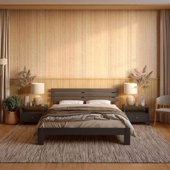 Двоспальне дерев&#039;яне ліжко Mebigrand Новара Графітовий (RAL9011) 160х190 см (MBG-4134)