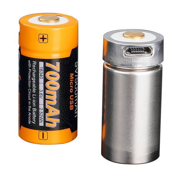 Акумулятор 16340 Fenix 700 UP mAh Li-ion micro usb заряджання | Зображення 1