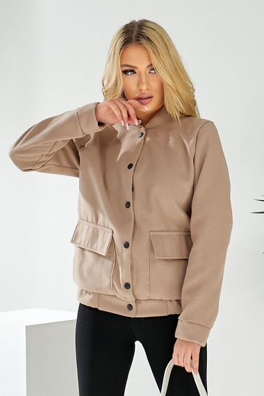 Бомбер женский искусственный кашемир, цвет бежевый, 257R325 | Зображення 3