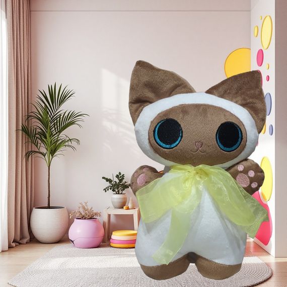 Плюшева іграшка сіамський кошеня гав білий коричневий подарунок для дитини 30см 04601