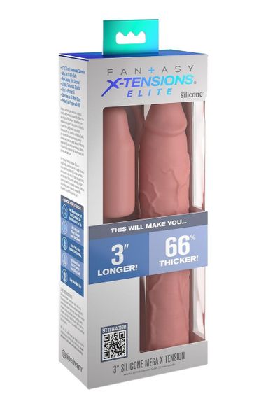 Насадка на пеніс Pipedream Fantasy X-tensions Elite бежева, 23 см Sex Aura | Зображення 3