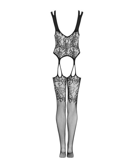 Бодістокінг Obsessive Bodystocking F237 S/M/L, рослинне плетіння, імітація панчіх | Зображення 5