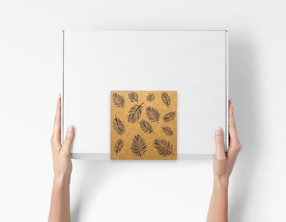 Этикетка самоклеящаяся крафт "Leaf" 100x100 мм, 100 шт, Viskom | Зображення 1