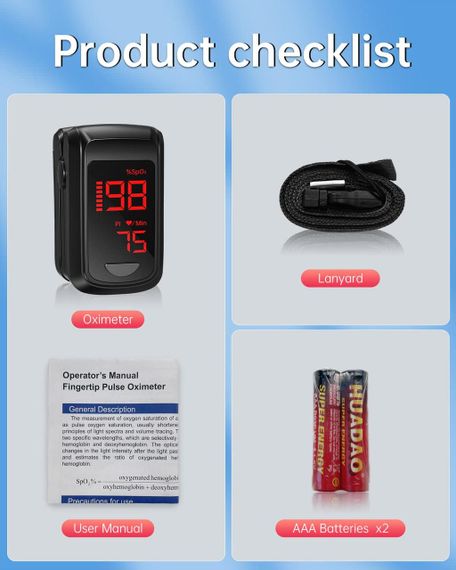 Пульсоксиметр, мініоксиметр для вимірювання насичення киснем, підходить для вимірювання SpO | Зображення 1