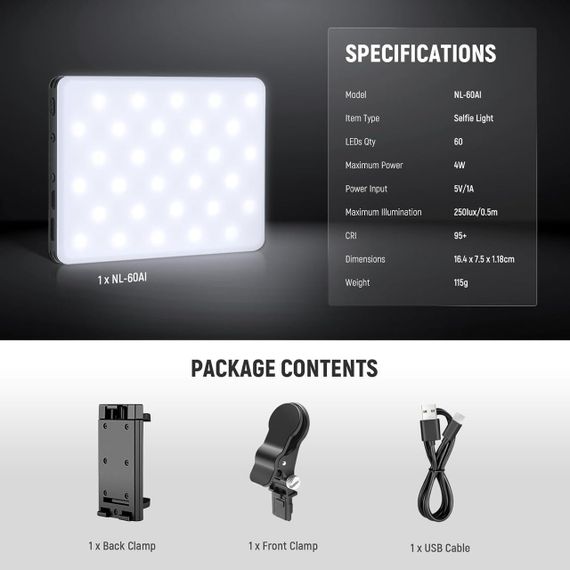 LED селфи-лампа с клипсой, аккумулятором 2000 мА·ч, светодиодный свет для телефона, ноутбука, видео фотографий | Зображення 6