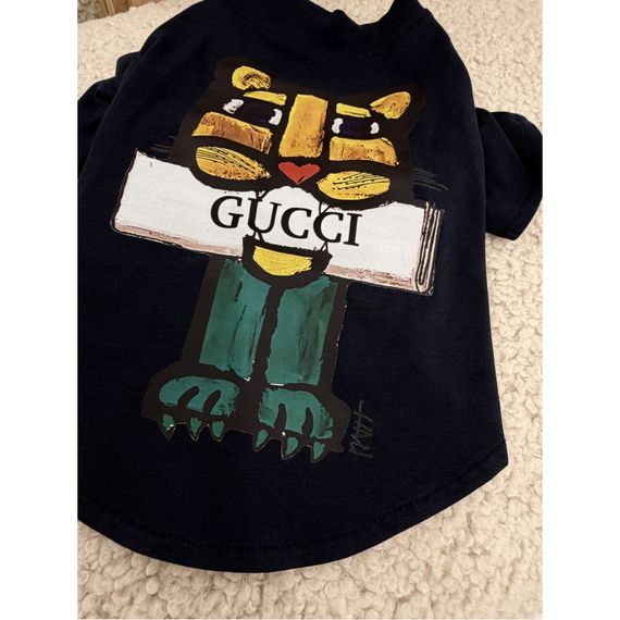 Брендовая футболка для собак и котов Gucci Tiger Black. Стильная черная одежда для питомцев | Зображення 2