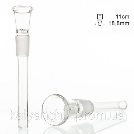 Чілум скляний із малим отвором, d — 18.8 мм, L — 11 см