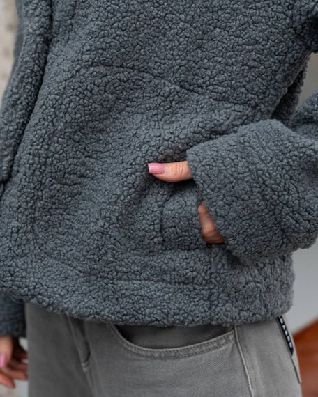 Женская короткая куртка мех Тедди, MN0002  цвет серый, размер M | Зображення 5