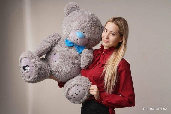 Мишка плюшевый с латками Yarokuz Me To You 100 см Серый | Зображення 7