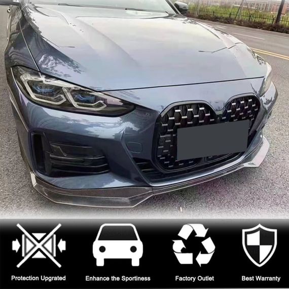 Накладка на передній бампер Lip V1 (для G22/G23 M-Sport, Карбон) для BMW 4 серія G22/23/26 2020- рр | Зображення 1