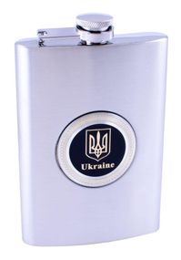 Фляга из пищевой нержавеющей стали (256мл/ 9oz.) Герб Украины 🇺🇦 NS-9A 🇺🇦