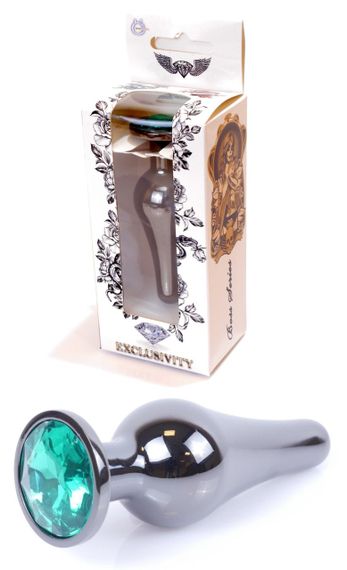 Анальний затор Boss Series - Jewellery Dark Silver BUTT PLUG Green, BS6400060 sexstyle