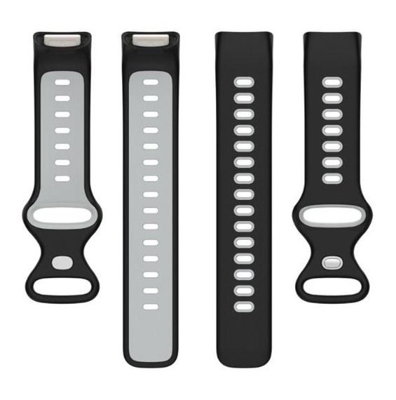Силиконовый ремешок Primolux Sport для фитнес браслета Fitbit Charge 5 / Charge 6 - Black&Grey / размер М | Зображення 4