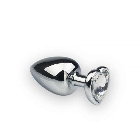 Анальная пробка Silver Heart Diamond, L  с кристаллом в виде сердечка sexstyle