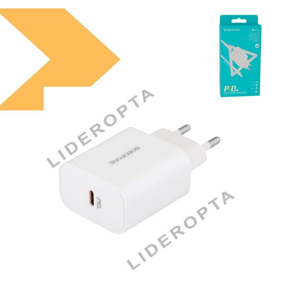 Мережевий зарядний пристрій швидкої зарядки Borofone BA57A PD 20W Type-C to Lightning 3A (33141-01_219) | Зображення 3
