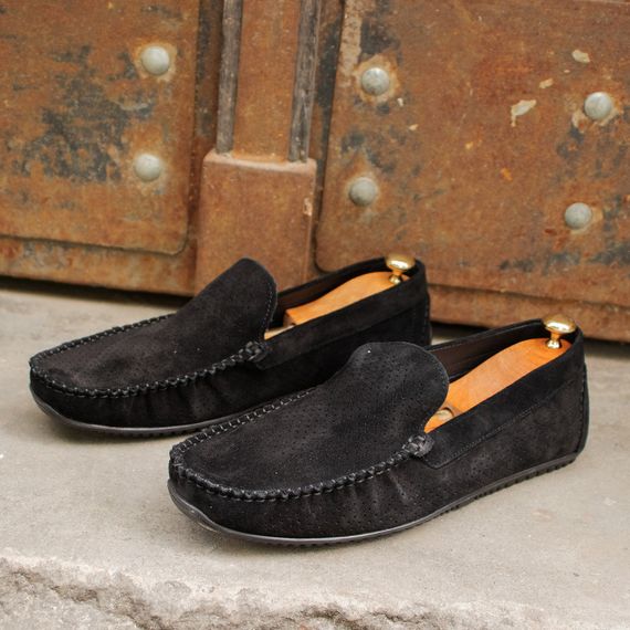 Перфорированные мужские мокасины из замши 39 - 45 размер