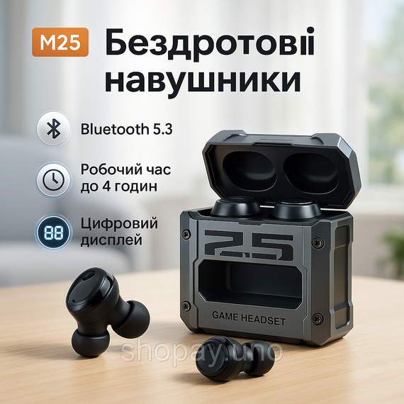 Беспроводные наушники M25, Bluetooth 5.3, механические армированные двойного режима игровые