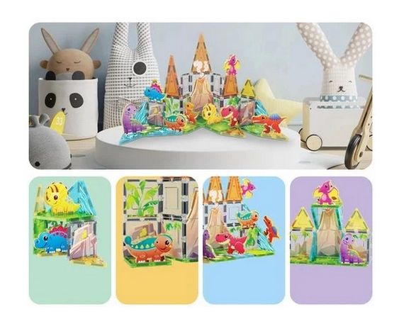 Конструктор магнітний DINOSAUR SET з 8 фігурками динозаврів PTQ13/28848 PICASSO TILES, 38 деталей, у коробці | Зображення 7