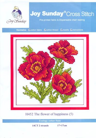 Набір для вишивання хрестиком з нанесеною на канву схемою "The flower of happiness (5)".  AIDA 14CT printed, 17*17 см | Зображення 1