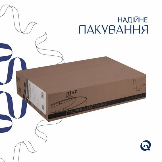 Комплект Qtap Virgo: Раковина накладна прямокутна 490х350х110 мм White + Донний клапан PU02 | Зображення 4