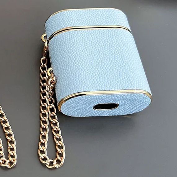 Кожаный футляр Suitcase для наушников AirPods 1/2 Blue | Зображення 2