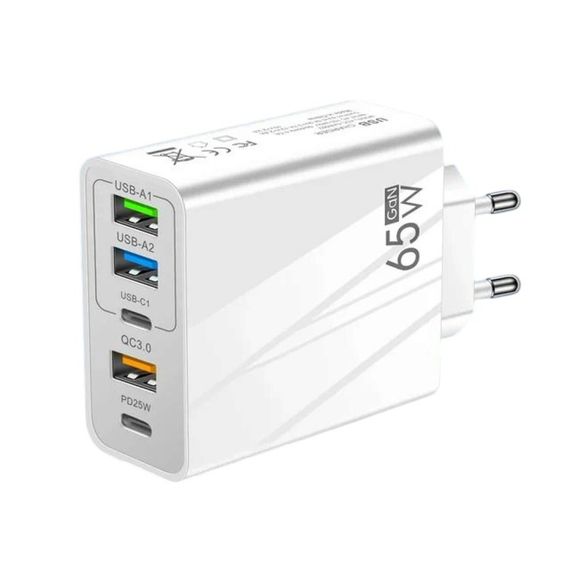 Зарядний пристрій PD 65W швидка зарядка Quick Charge 3.0 USB, Type-C PD